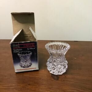 Vintage 1988 Toothpick Holder Over 24% Lead Crystal By Artmark 2 1/2" *Read*